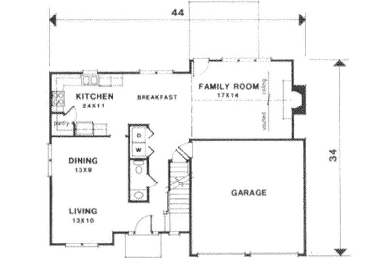 Home Plan - Floor Plan - Main Floor for Traditional House Plan #129-150 - 3 bed, 2.5 bath