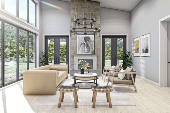 Interior - Family Room for Barndominium House Plan #455-251 - 4 bed, 2 bath