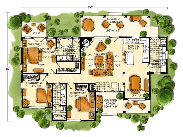 Country Floor Plan - Main Floor Plan #942-27