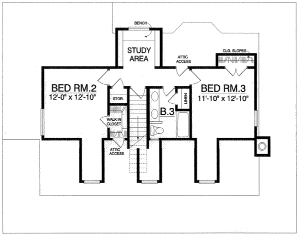 Dream House Plan - Country Floor Plan - Upper Floor Plan #40-363