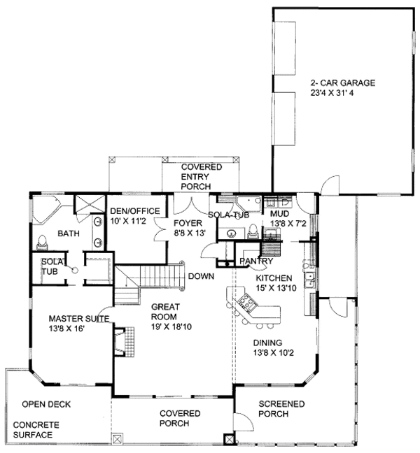 Architectural House Design - Bungalow Floor Plan - Main Floor Plan #117-747