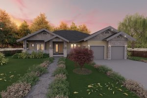 Exterior - Front Elevation 4 for Craftsman House Plan #1101-4 - 3 bed, 3.5 bath
