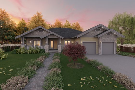 Exterior - Front Elevation 4 for Craftsman House Plan #1101-4 - 3 bed, 3.5 bath