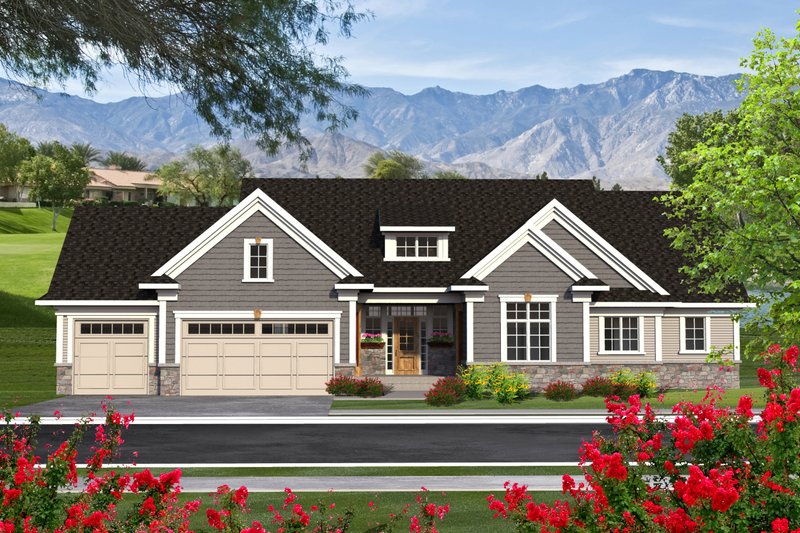 Architectural House Design - Ranch Exterior - Front Elevation Plan #70-1193