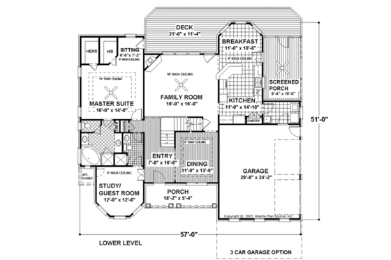 Floor Plan - Main Floor for European House Plan #56-178 - 4 bed, 3 bath