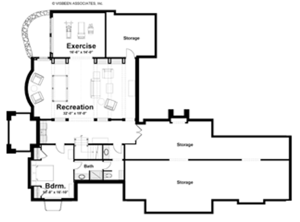 Dream House Plan - Floor Plan - Lower Floor for Farmhouse House Plan #928-447 - 4 bed, 4.5 bath