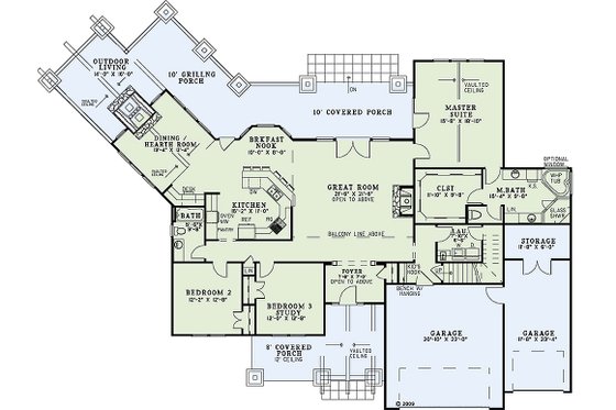 Floor Plan - Main Floor for Craftsman House Plan #17-2443 - 4 bed, 3 bath