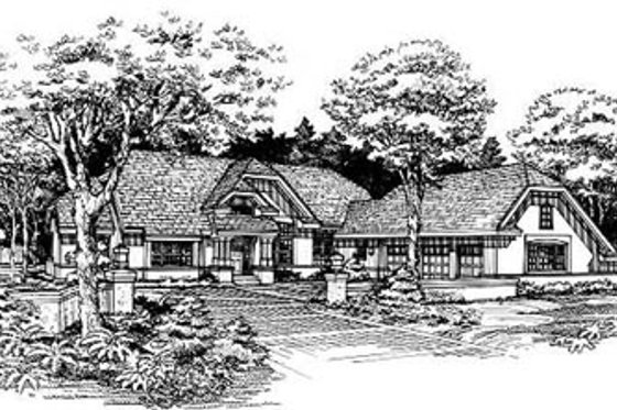 Exterior - Front Elevation for European House Plan #50-169 - 3 bed, 2.5 bath