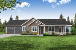 Ranch Exterior - Front Elevation Plan #124-1289