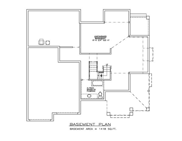 House Blueprint - Floor Plan - Lower Floor for Craftsman House Plan #1100-188 - 4 bed, 2.5 bath