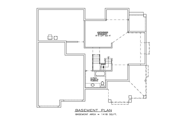 House Blueprint - Floor Plan - Lower Floor for Craftsman House Plan #1100-188 - 4 bed, 2.5 bath
