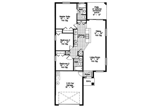 Floor Plan - Main Floor for Modern House Plan #417-104 - 3 bed, 2 bath