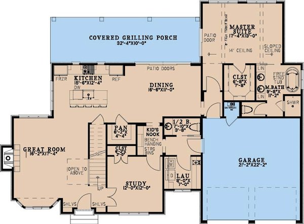 House Blueprint - Floor Plan - Main Floor for Bungalow House Plan #923-491 - 3 bed, 3.5 bath