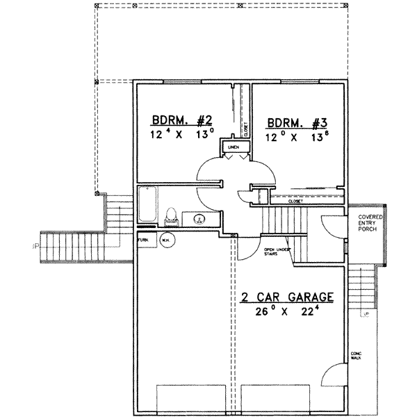 Dream House Plan - Floor Plan - Lower Floor for Traditional House Plan #117-347 - 3 bed, 2 bath