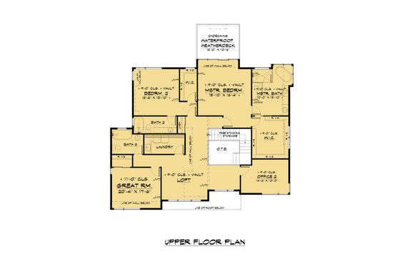 Floor Plan - Upper Floor for Contemporary House Plan #1066-180 - 4 bed, 3.5 bath