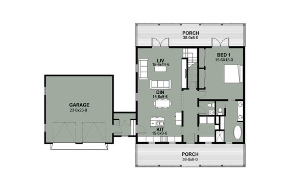 Floor Plan - Main Floor for Farmhouse House Plan #497-8 - 3 bed, 3.5 bath