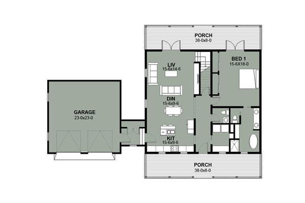 Architectural House Design - Farmhouse Floor Plan - Main Floor Plan #497-8