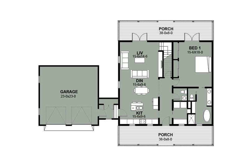 Home Plan - Floor Plan - Main Floor for Farmhouse House Plan #497-8 - 3 bed, 3.5 bath