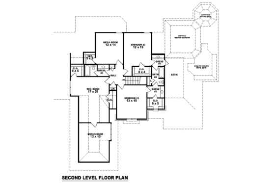 Floor Plan - Upper Floor for European House Plan #81-1324 - 4 bed, 4 bath