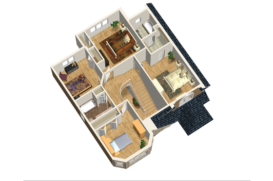 Floor Plan - Upper Floor 1 for European House Plan #25-4474 - 4 bed, 2.5 bath