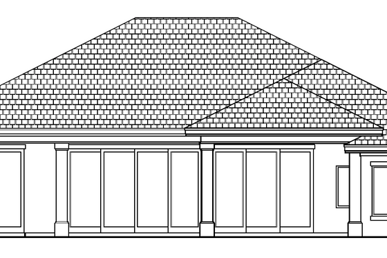 Exterior - Rear Elevation for European House Plan #27-457 - 3 bed, 3 bath