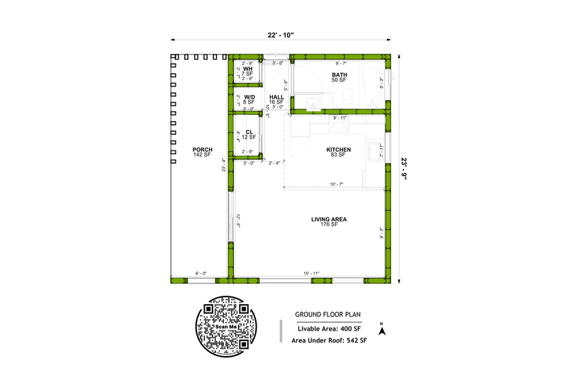 Architectural House Design - Floor Plan - Main Floor for Contemporary House Plan #1106-36, 1 bath