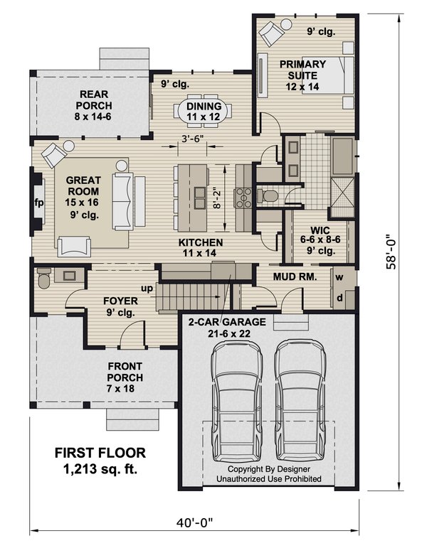 House Blueprint - Farmhouse Floor Plan - Main Floor Plan #51-1407