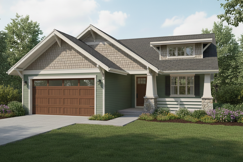 Craftsman Style House Plan - 3 Beds 2 Baths 1196 Sq/Ft Plan #48-1214 Exterior