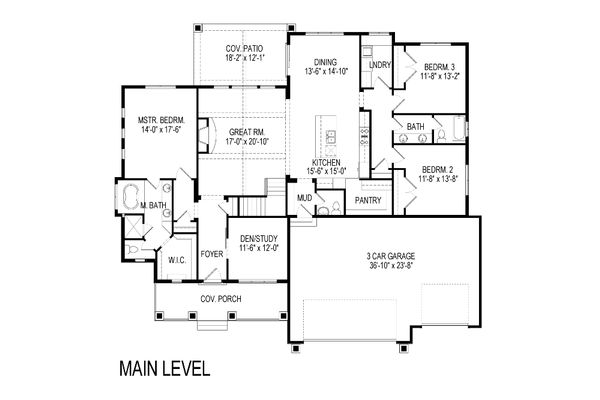Craftsman Floor Plan - Main Floor Plan #920-50