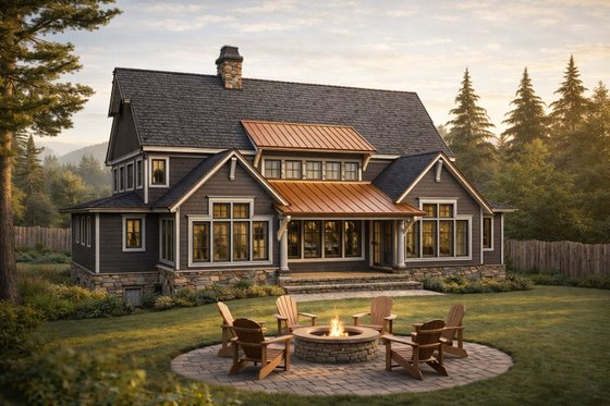 Exterior - Rear Elevation for Country House Plan #928-322 - 4 bed, 4 bath