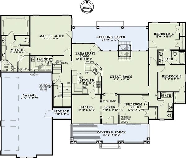 Architectural House Design - Southern Floor Plan - Main Floor Plan #17-2587
