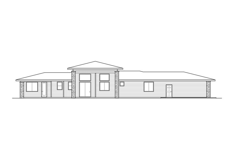 Home Plan - Exterior - Rear Elevation for Modern House Plan #124-1285 - 3 bed, 2 bath