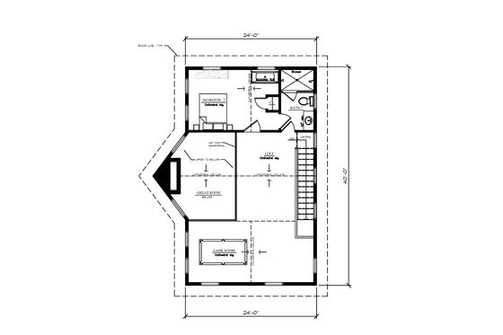 Floor Plan - Upper Floor for Traditional House Plan #123-117 - 2 bed, 2 bath