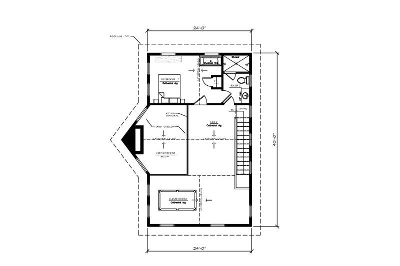 House Blueprint - Floor Plan - Upper Floor for Traditional House Plan #123-117 - 2 bed, 2 bath