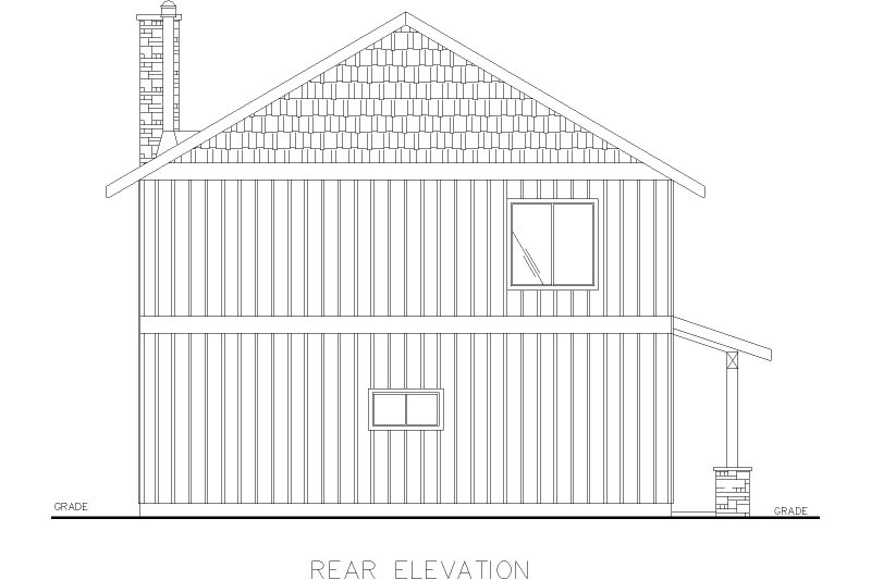 House Blueprint - Exterior - Rear Elevation for Craftsman House Plan #117-1022 - 3 bed, 3 bath