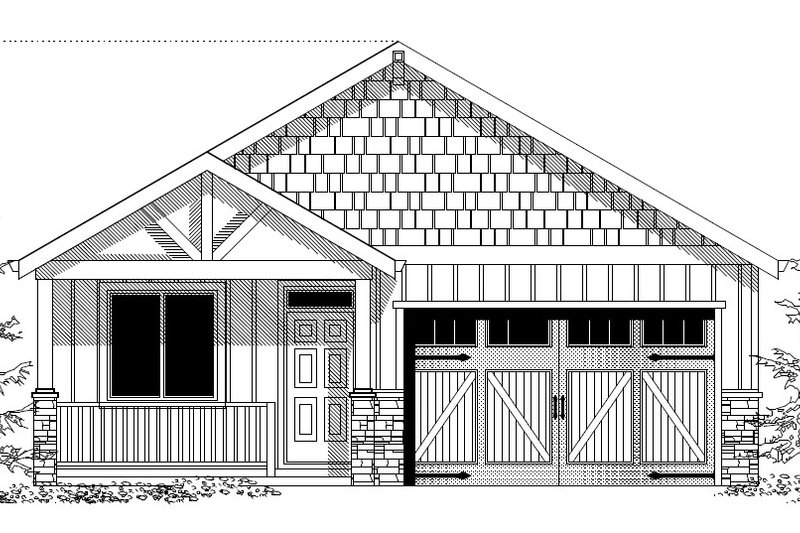 House Blueprint - Exterior - Front Elevation 3 for Craftsman House Plan #943-54 - 3 bed, 2 bath