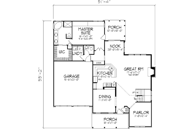 Home Plan - Floor Plan - Main Floor for Country House Plan #320-474 - 3 bed, 2.5 bath
