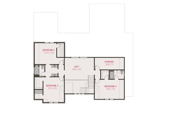 Floor Plan - Upper Floor for Tudor House Plan #1079-6 - 4 bed, 3.5 bath