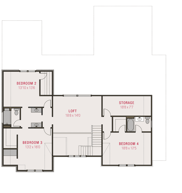 House Design - Tudor Floor Plan - Upper Floor Plan #1079-6