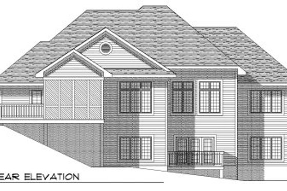 Exterior - Rear Elevation for European House Plan #70-767 - 4 bed, 3 bath