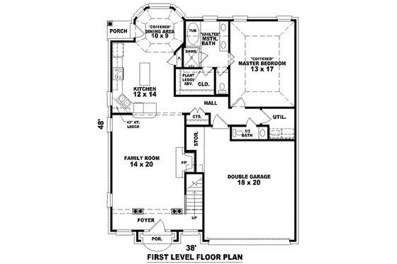 Floor Plan - Main Floor for European House Plan #81-1397 - 3 bed, 2.5 bath