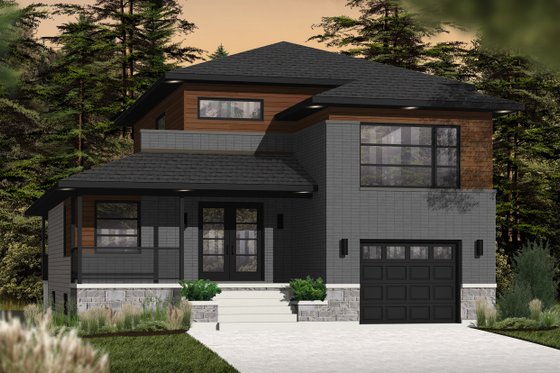 Exterior - Front Elevation 3 for Contemporary House Plan #23-2580 - 3 bed, 2.5 bath