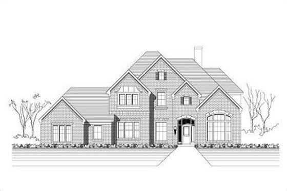 Exterior - Front Elevation for European House Plan #411-813 - 5 bed, 4 bath