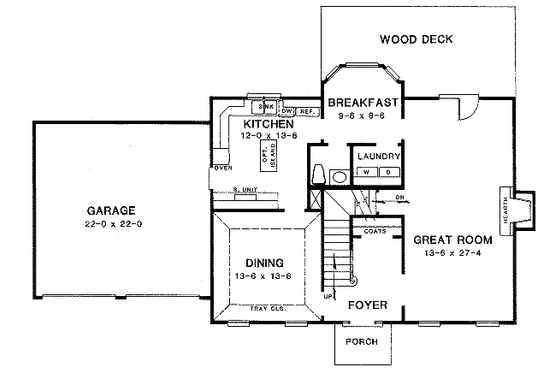 Floor Plan - Main Floor for Victorian House Plan #10-219 - 3 bed, 2.5 bath
