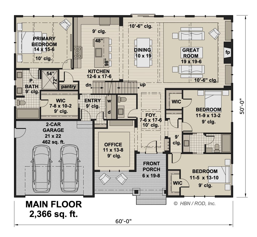 Farmhouse Style House Plan - 3 Beds 2.5 Baths 2366 Sq/Ft Plan #51-1245 ...