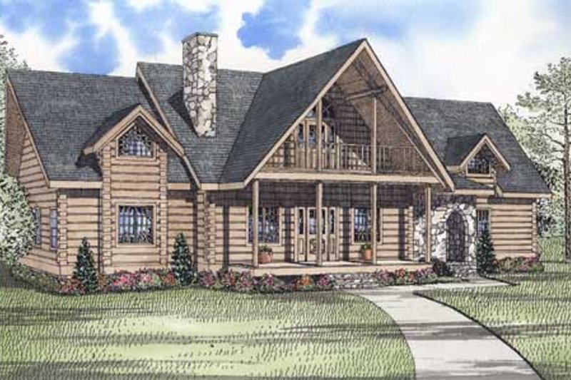 Dream House Plan - Log Exterior - Front Elevation Plan #17-2976