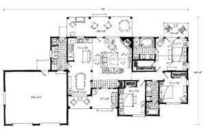 Floor Plan - Main Floor for Ranch House Plan #942-54 - 3 bed, 2 bath