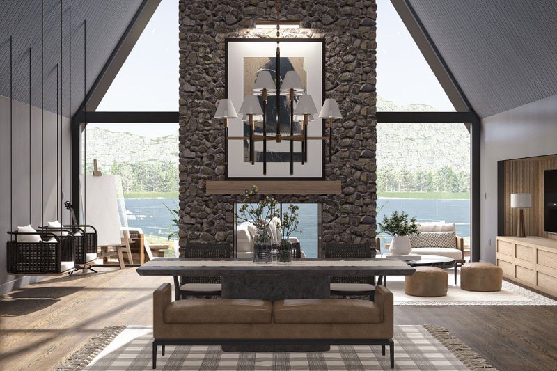 House Blueprint - Interior - Dining Room for Cabin House Plan #455-484 - 3 bed, 2 bath