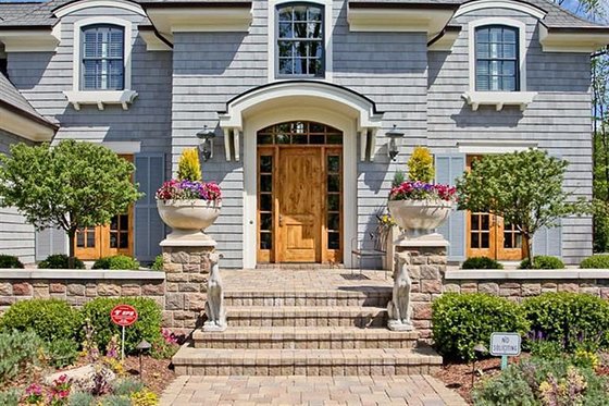 European style home, front entry