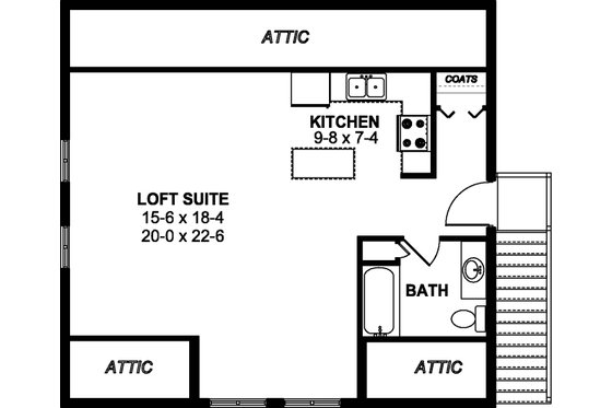 Floor Plan - Upper Floor for Farmhouse House Plan #126-206 - 1 bed, 1 bath